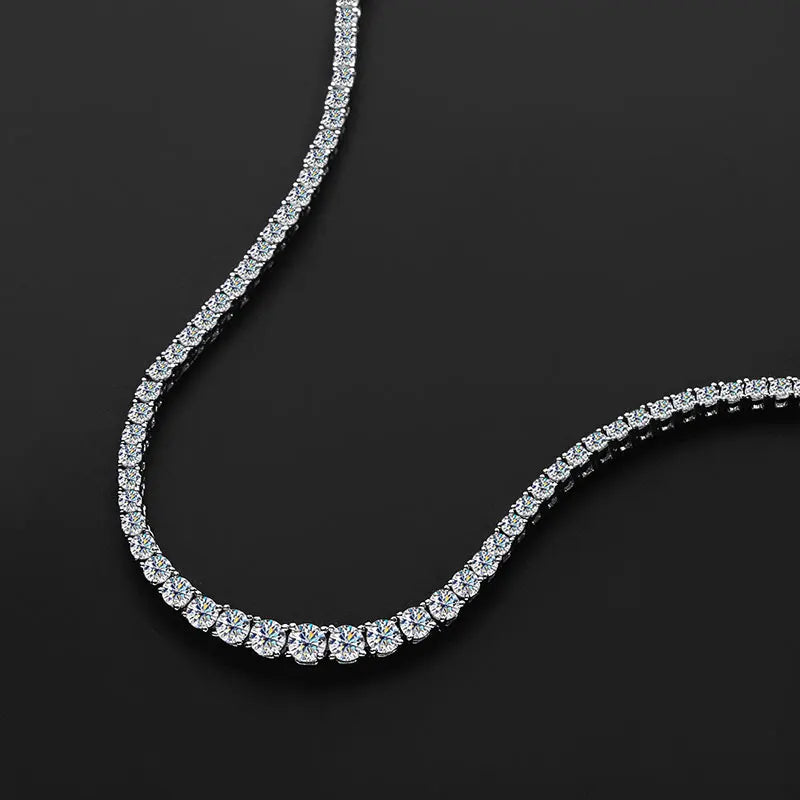 Certified Moissanite Tennis Necklace | 18k White Gold Plated | GRA Certificate | VVS1 Clarity