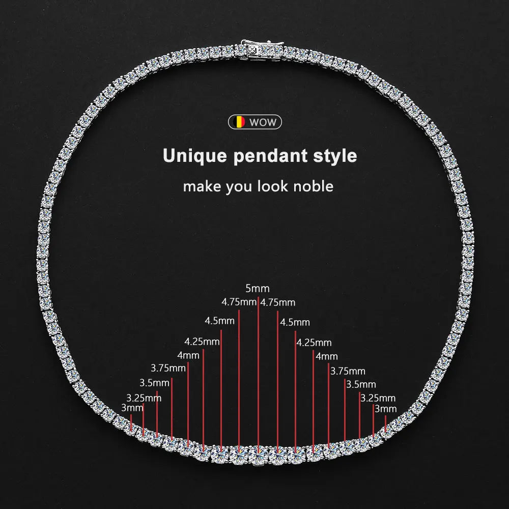 Certified Moissanite Tennis Necklace | 18k White Gold Plated | GRA Certificate | VVS1 Clarity