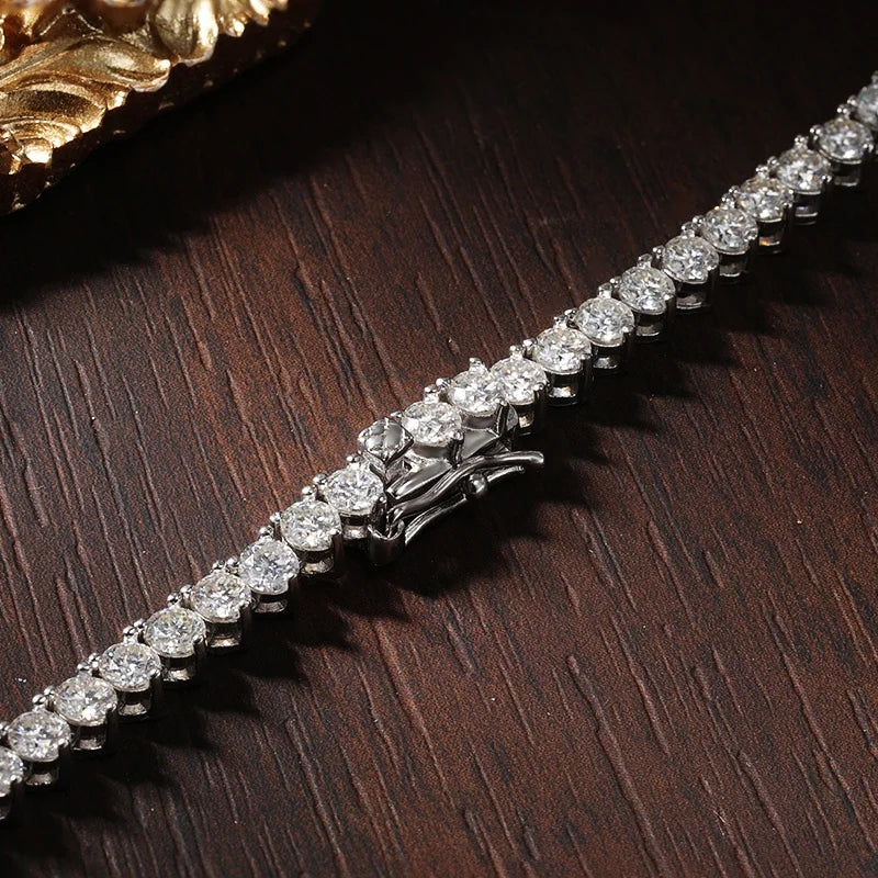 Moissanite Tennis Necklace | D Color VVS1 Clarity | GRA Certified | s925 Sterling Silver 18k White Gold