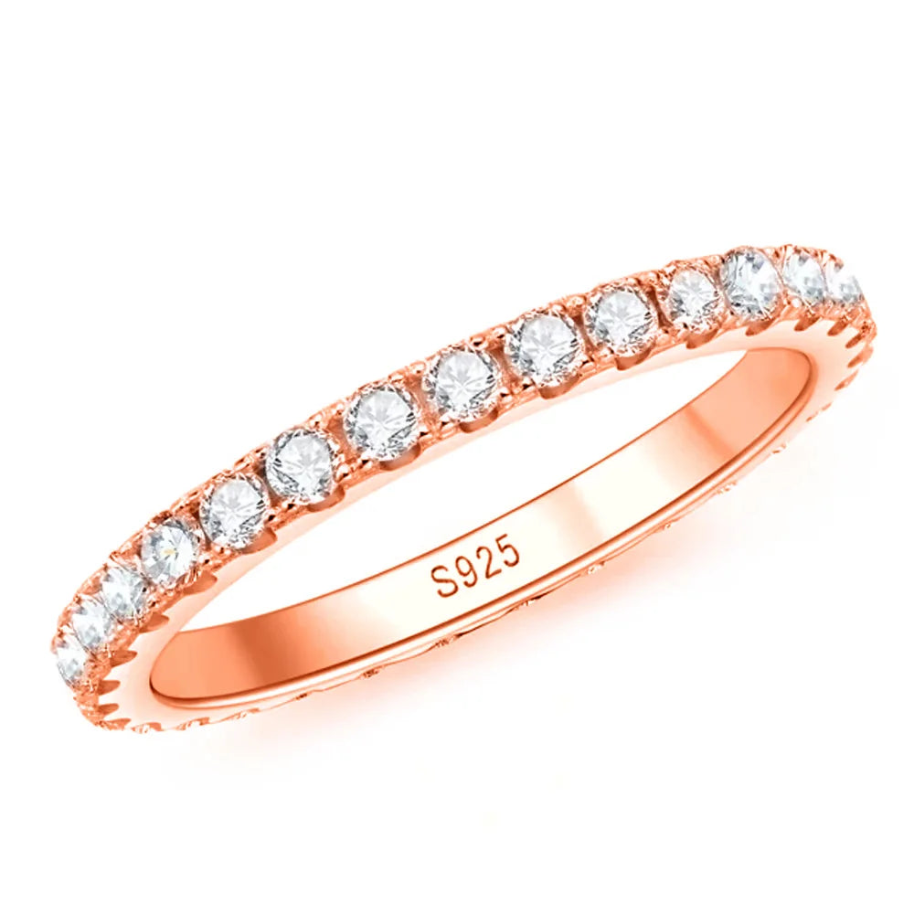 2mm Moissanite Eternity Band Ring | D Color VVS1 | 18k White Gold Plated | GRA Certified