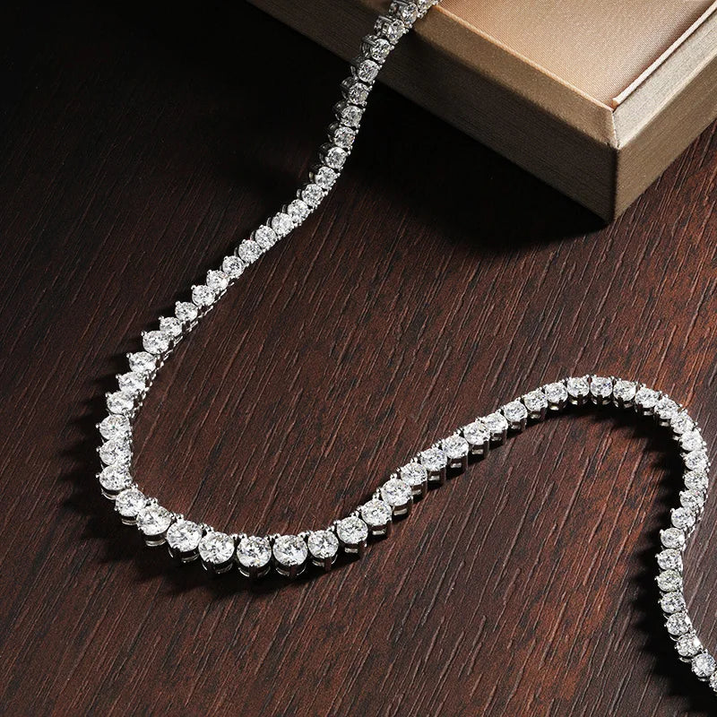 Moissanite Tennis Necklace | D Color VVS1 Clarity | GRA Certified | s925 Sterling Silver 18k White Gold