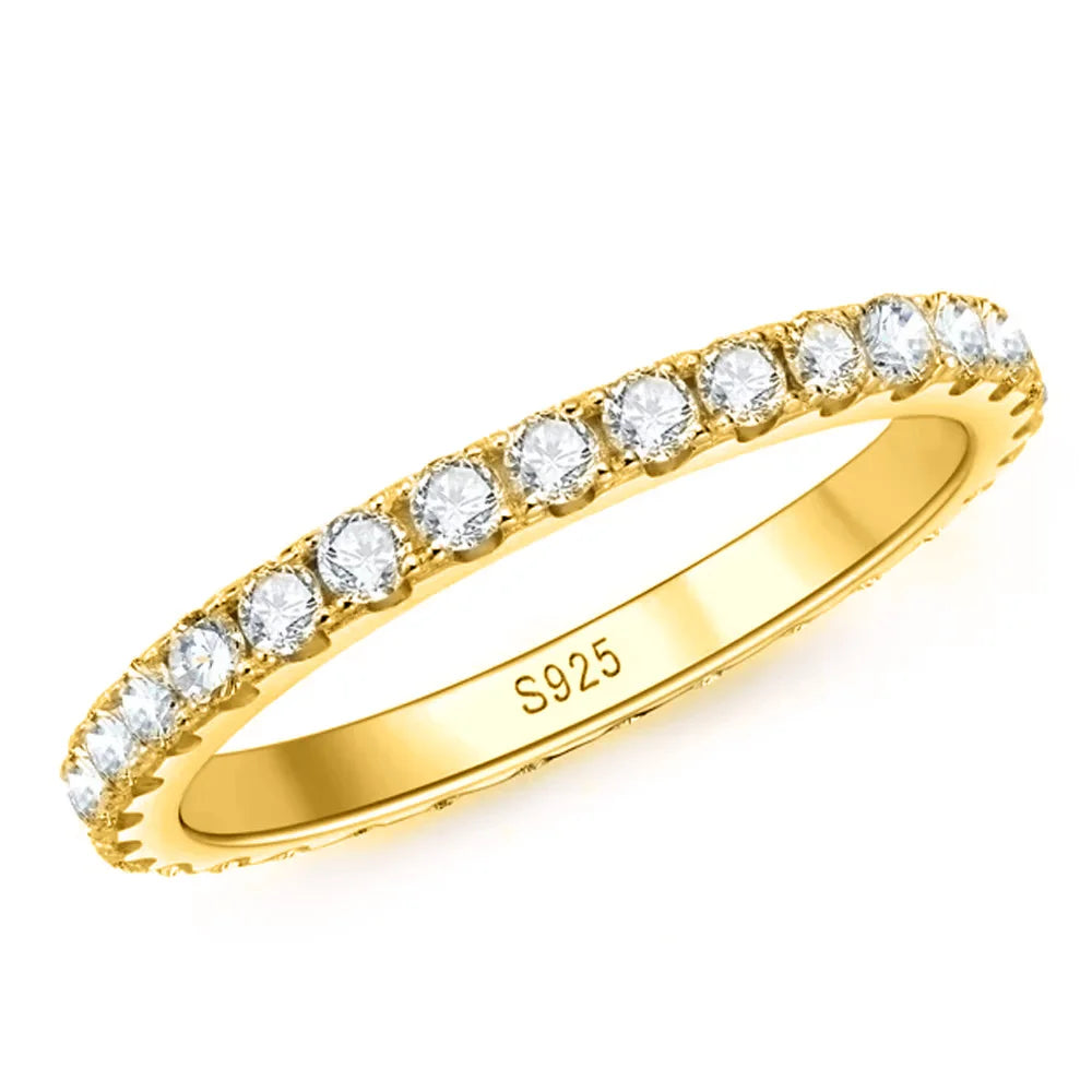 2mm Moissanite Eternity Band Ring | D Color VVS1 | 18k White Gold Plated | GRA Certified