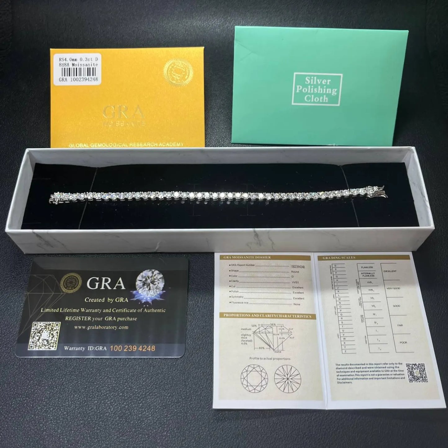 Moissanite Tennis Bracelet | D Color VVS1 | 18k Gold Plated 925 Sterling Silver | GRA Certified