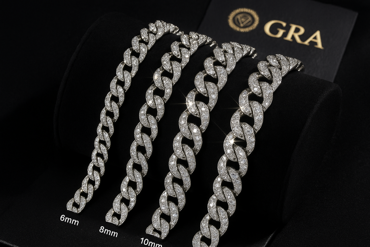 Moissanite Cuban Chain | 6mm 8mm 10mm 12mm | GRA Certified | 925 Sterling Silver | For Men & Women