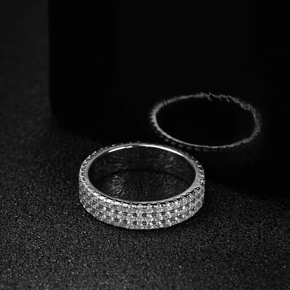 Moissanite Ring 4.5mm | 925 Sterling Sliver Plated 18k White Gold | Rings for Woman Man | GRA Certified