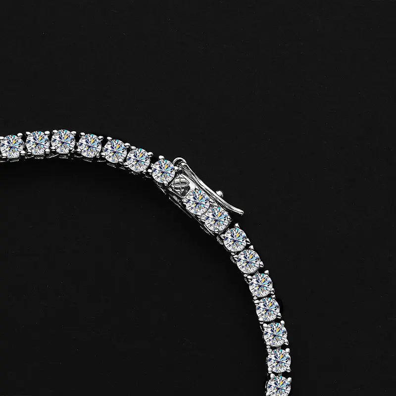 Certified Moissanite Tennis Necklace | 18k White Gold Plated | GRA Certificate | VVS1 Clarity