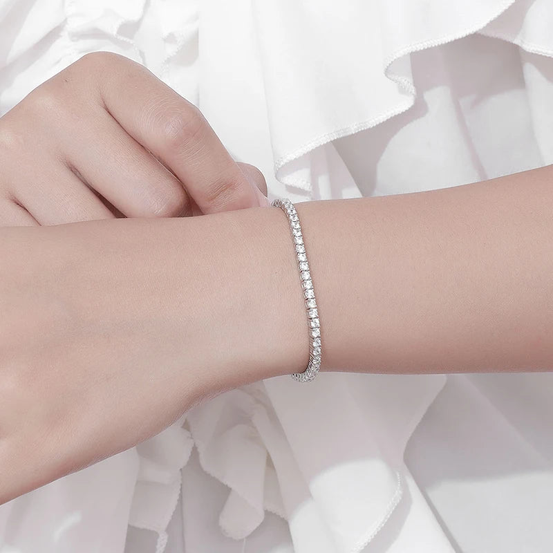 Moissanite Tennis Bracelet | D Color VVS1 | 18k Gold Plated 925 Sterling Silver | GRA Certified