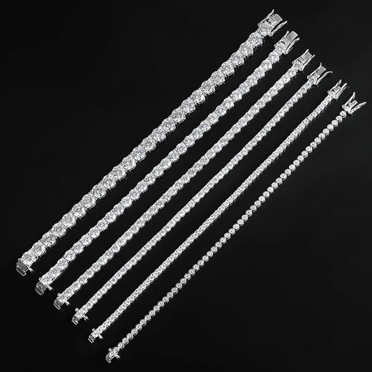 Elegant Zircon Tennis Bracelet – 925 Sterling Silver | Luxury Round-Cut Sparkling Jewelry Gift for Women