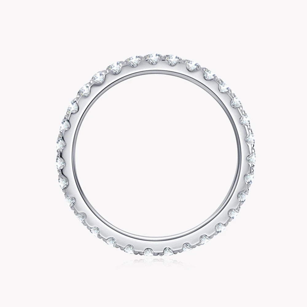 2mm Moissanite Eternity Band Ring | D Color VVS1 | 18k White Gold Plated | GRA Certified