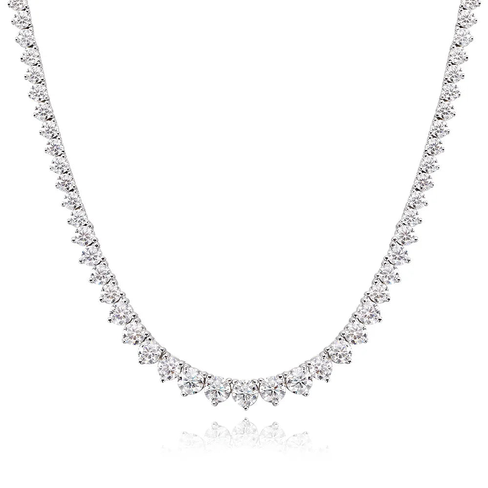 Moissanite Tennis Necklace | D Color VVS1 Clarity | GRA Certified | s925 Sterling Silver 18k White Gold
