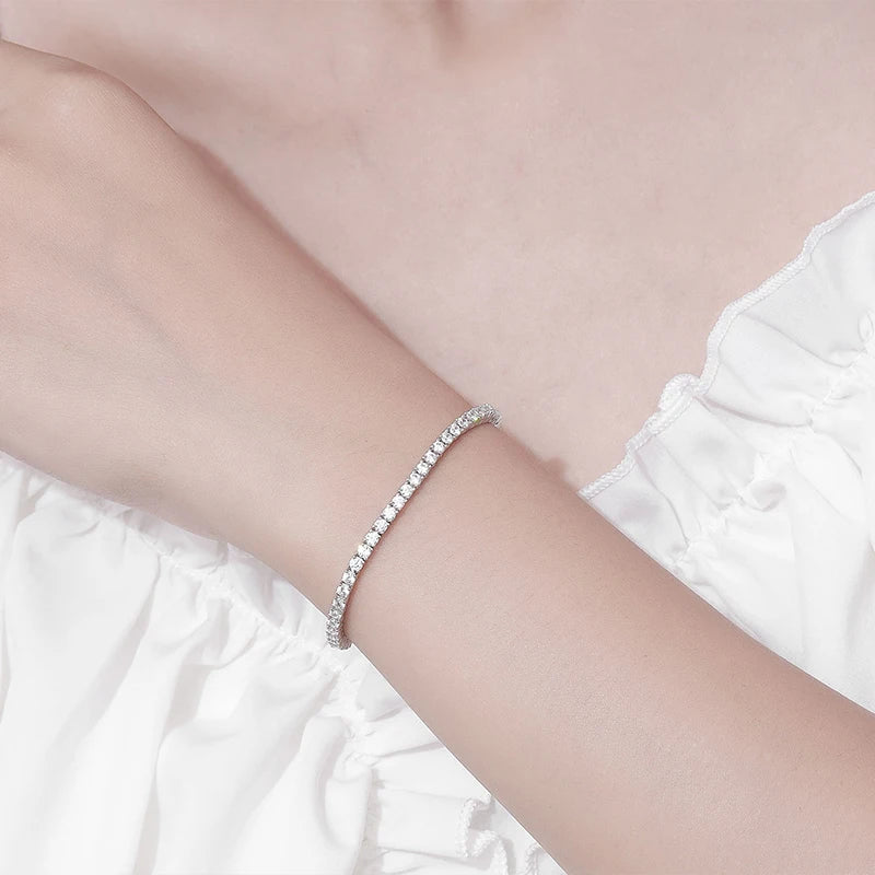 Moissanite Tennis Bracelet | D Color VVS1 | 18k Gold Plated 925 Sterling Silver | GRA Certified