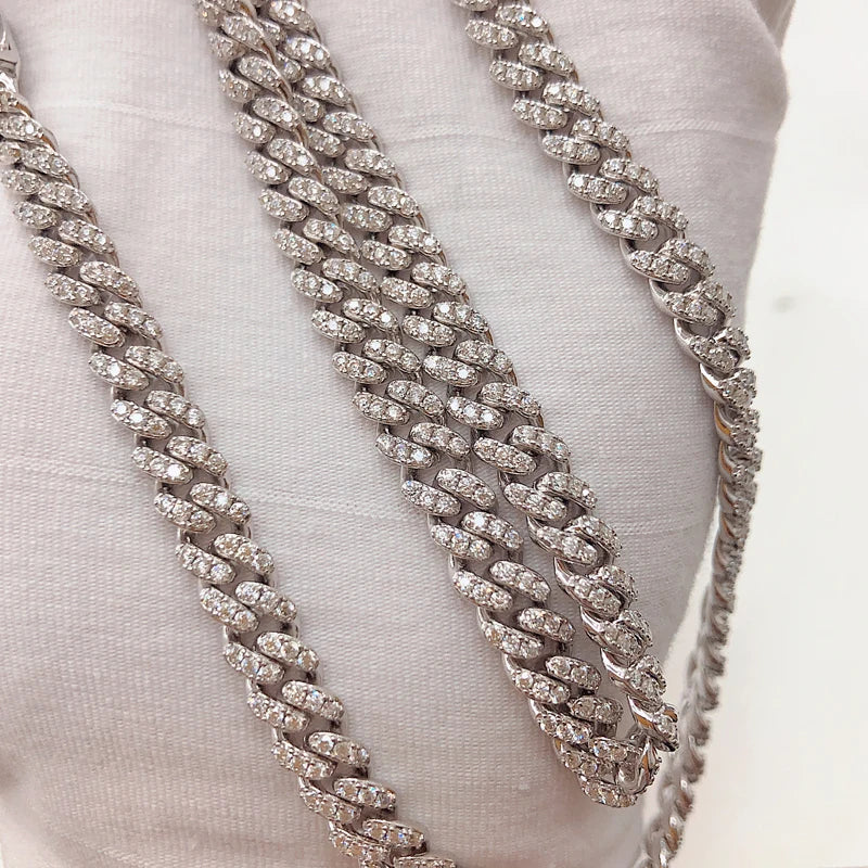 Moissanite Cuban Chain | 6mm 8mm 10mm 12mm | GRA Certified | 925 Sterling Silver | For Men & Women